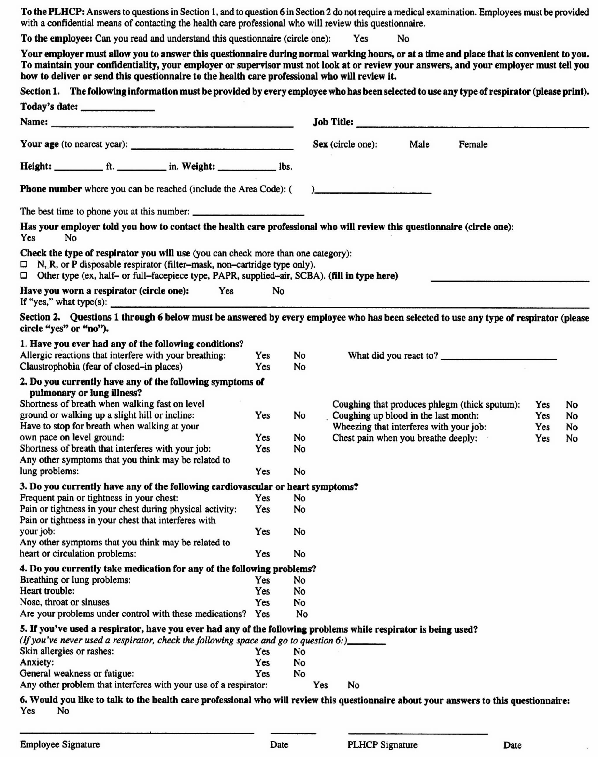 Image 1 within Appendix B - Alternate Respirator Medical Evaluation Questionnaire (This Appendix is Mandatory if the Employer chooses to use a Respirator Medical Evaluation Questionnaire other than the Questionnaire in Section 5144 Appendix C)
